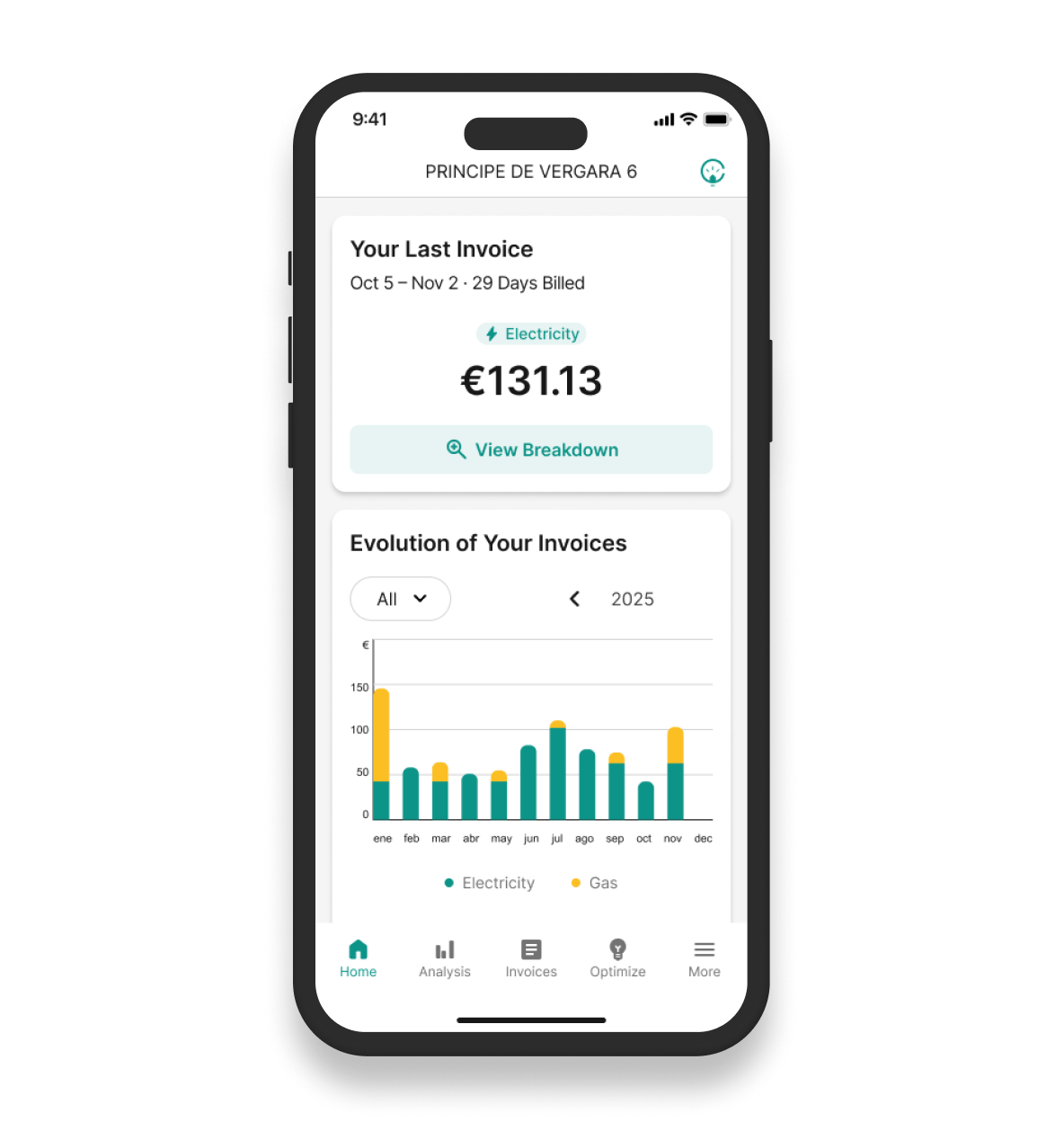 Screenshot of the Energy Essentials app