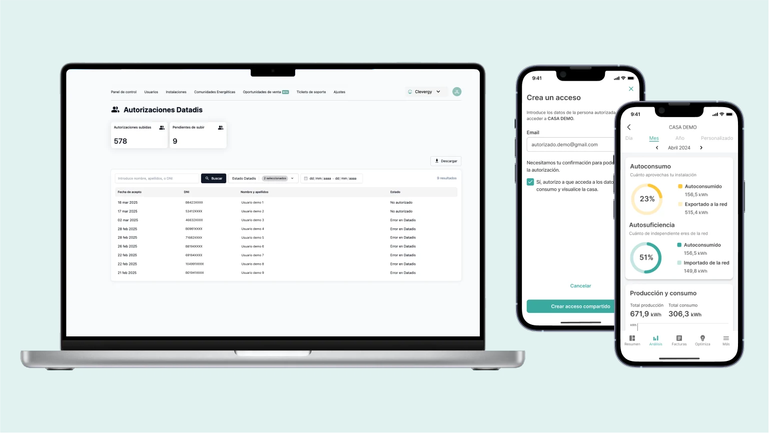 Integración con Datadis, accesos compartidos y mejoras en la visualización de datos